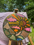 Painted Wall Hanging - Faux stained glass sunset
